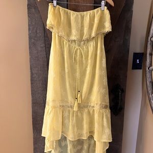Flying Tomato Dress Yellow Tiered Sleeveless Lined Small